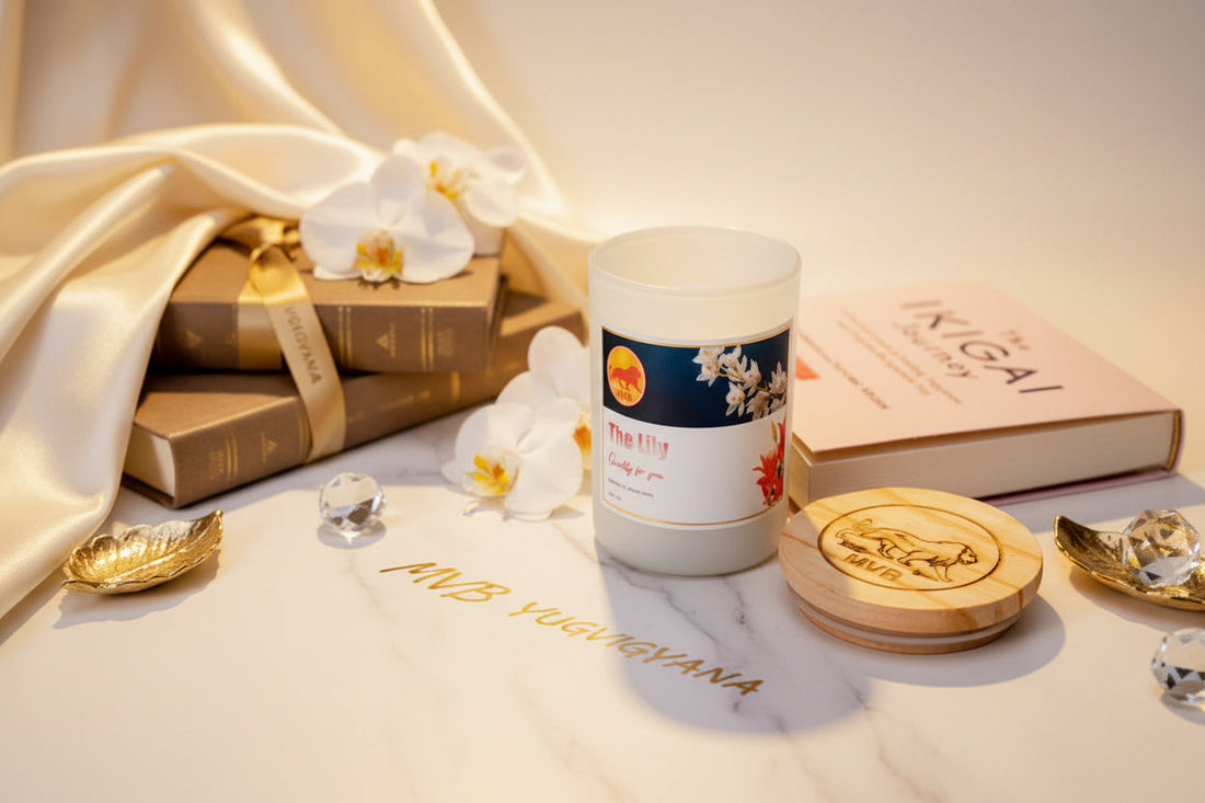 Handcrafted White Elegance Lily Aroma Candle by MVB FABRICS