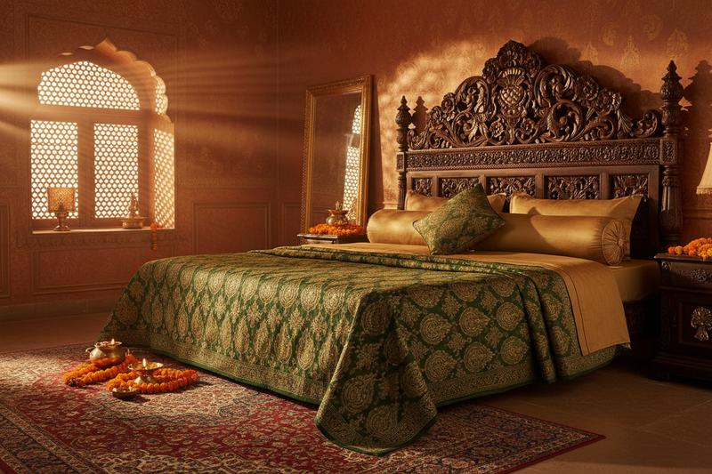 Jaipuri Silk Hand Block Double Bedsheets