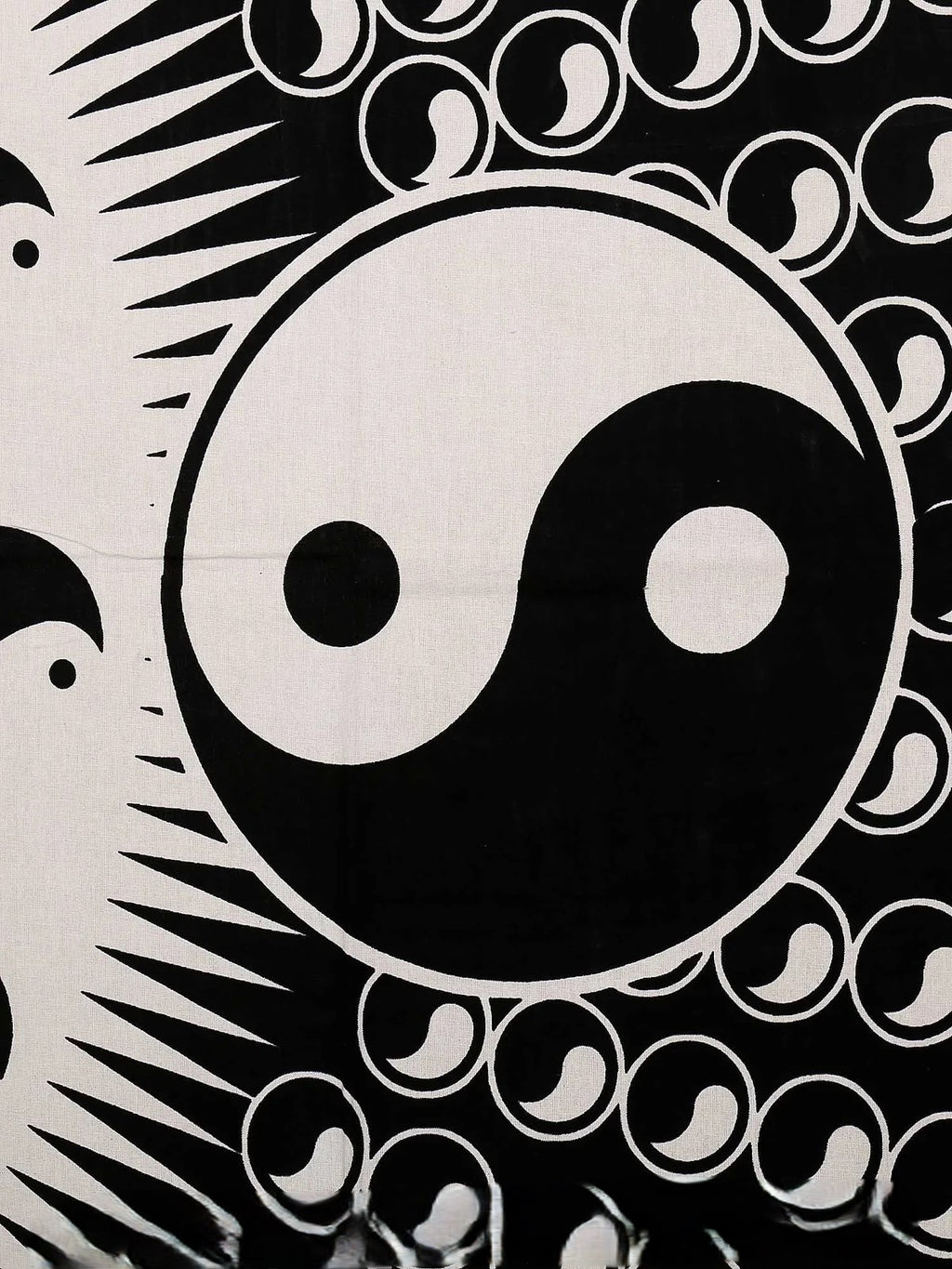 MVB Yin Yang Print Black Base Cotton Double Bedsheet – Spiritual, Stylish & Comfortable
