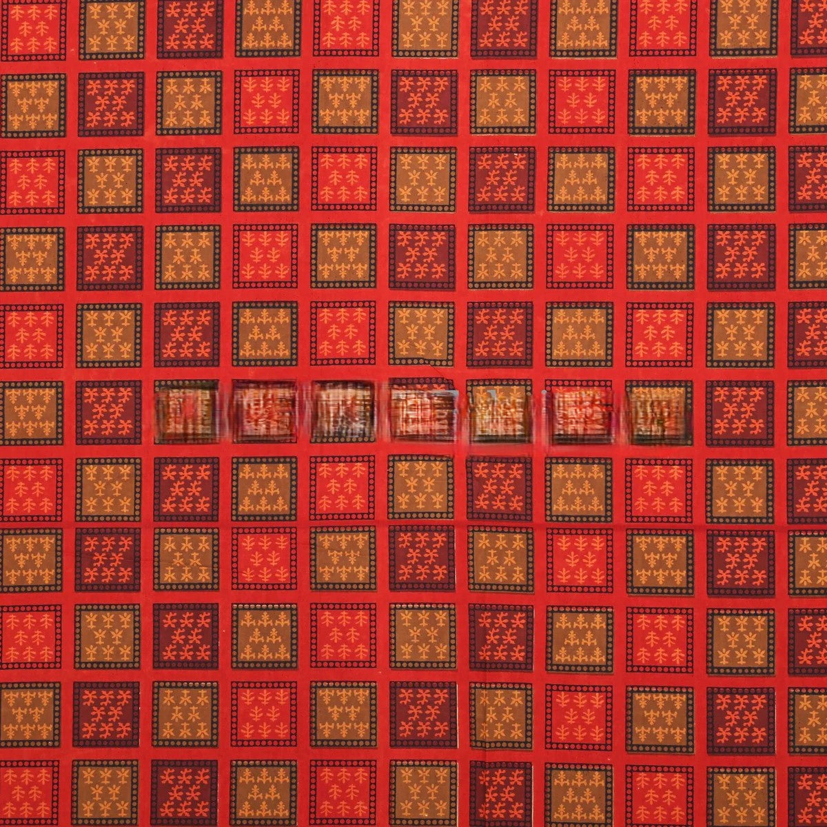 MVB Dabu Hand Block Print Double Bedsheet | Black Border Check Pattern | Super Fine Mercerised Cotton