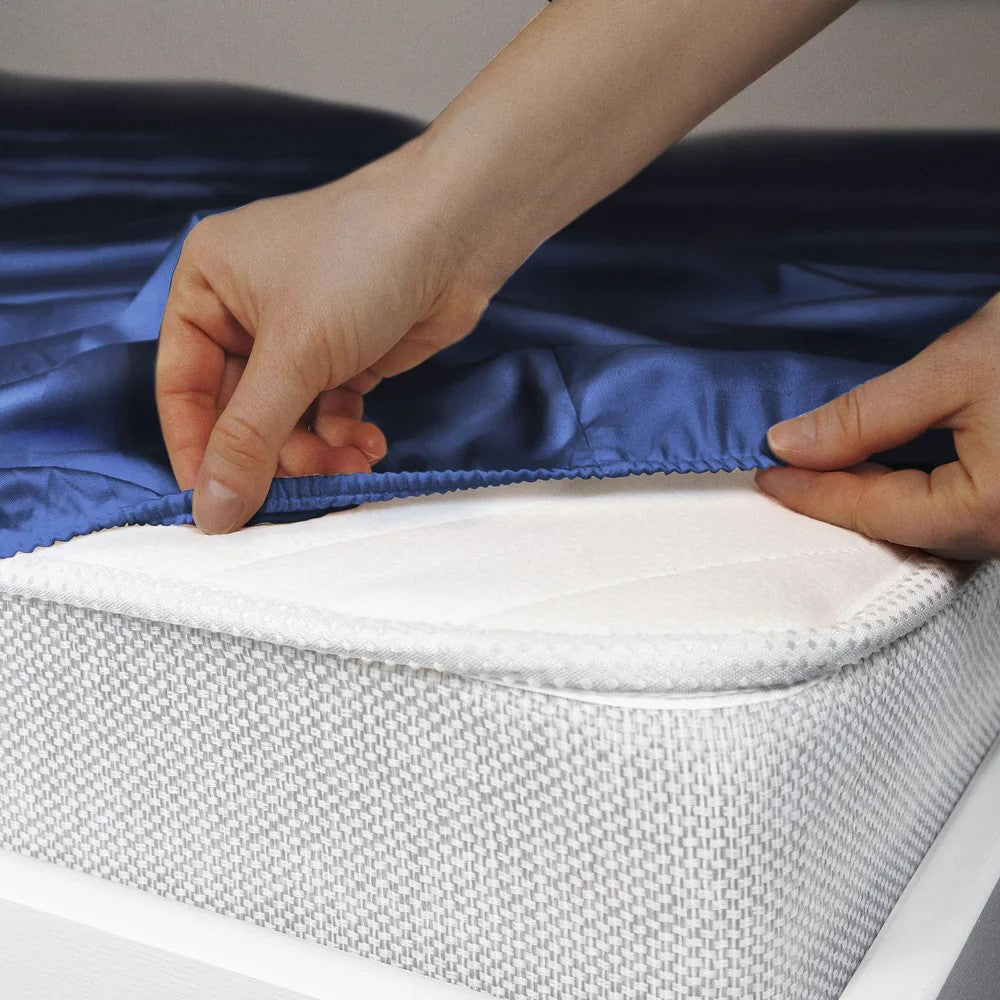 MVB Majestic Ink UltraSatin Fitted Bedsheet Set | Dreamy Blue | Double
