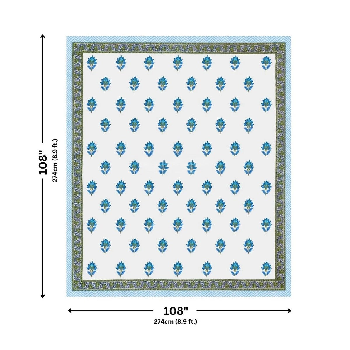 Authentic Genuine Hand Block Print 400 TC Pure Cotton King Size Bedsheet