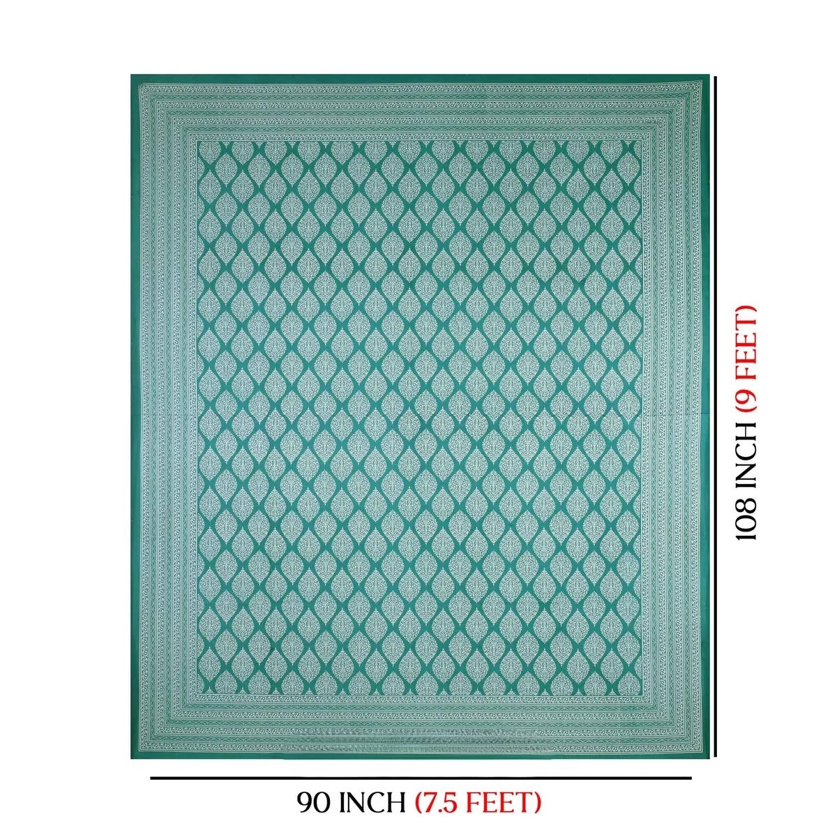MVB Lahariya Print Double Bedsheet Set | 100% Pure Cotton | 200 GSM | Teal Green