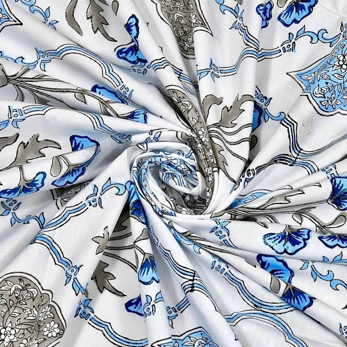 MVB Ultra Premium Block Print King Size Bed Sheet Set | 400 TC | 100% Pure Cotton | 3 Pcs