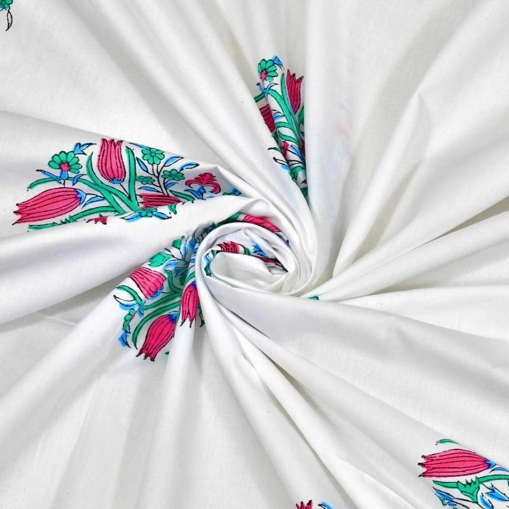 MVB Premium Teal Floral Medallion Print 400 TC Pure Cotton King Size Bedsheet