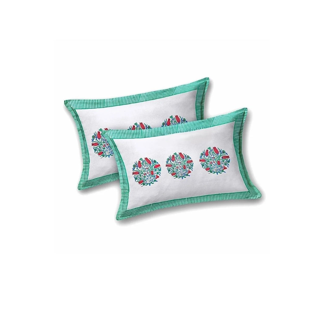 MVB Premium Teal Floral Medallion Print 400 TC Pure Cotton King Size Bedsheet