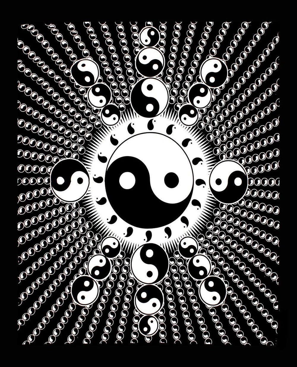 MVB Yin Yang Print Black Base Cotton Double Bedsheet – Spiritual, Stylish & Comfortable