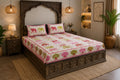 MVB Jungle Safari Pink Double Bed Sheet | 100% Pure Cotton | 210 TC | 153 GSM | With 2 Pillow Covers