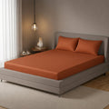 Terracotta UltraSatin Fitted Double Bedsheet with 2 Pillow Covers | MVBDFT41