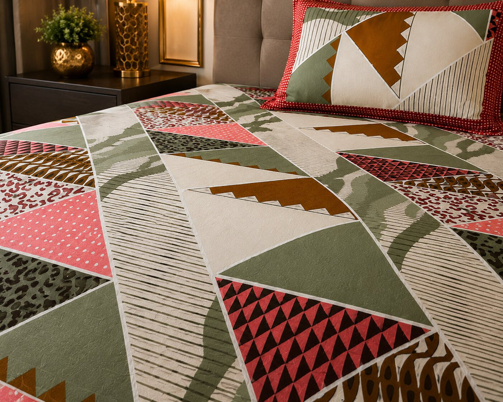 Modern Trend Green Pastel Cotton King Size Bedsheet With 2 Pillow Covers