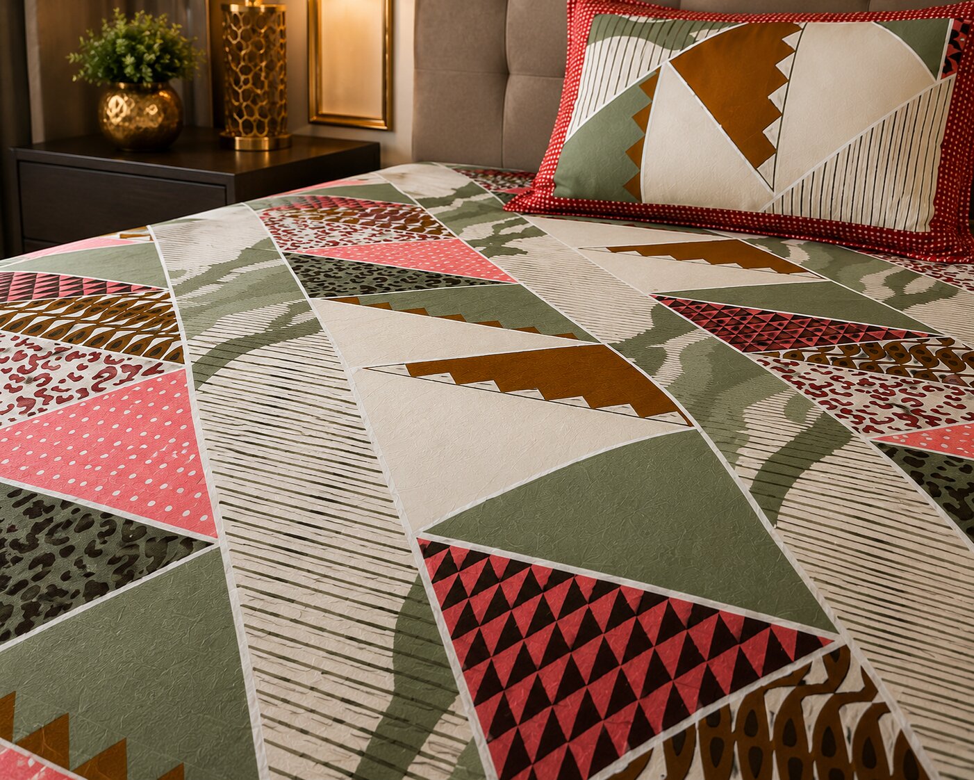 Modern Trend Green Pastel Cotton King Size Bedsheet With 2 Pillow Covers