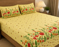 Pale Yellow Poppies in Bloom Pure Cotton King Size Bedsheet