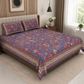 Lavender Blue Royal Paisley Vine Pure Cotton King Size Bedsheet
