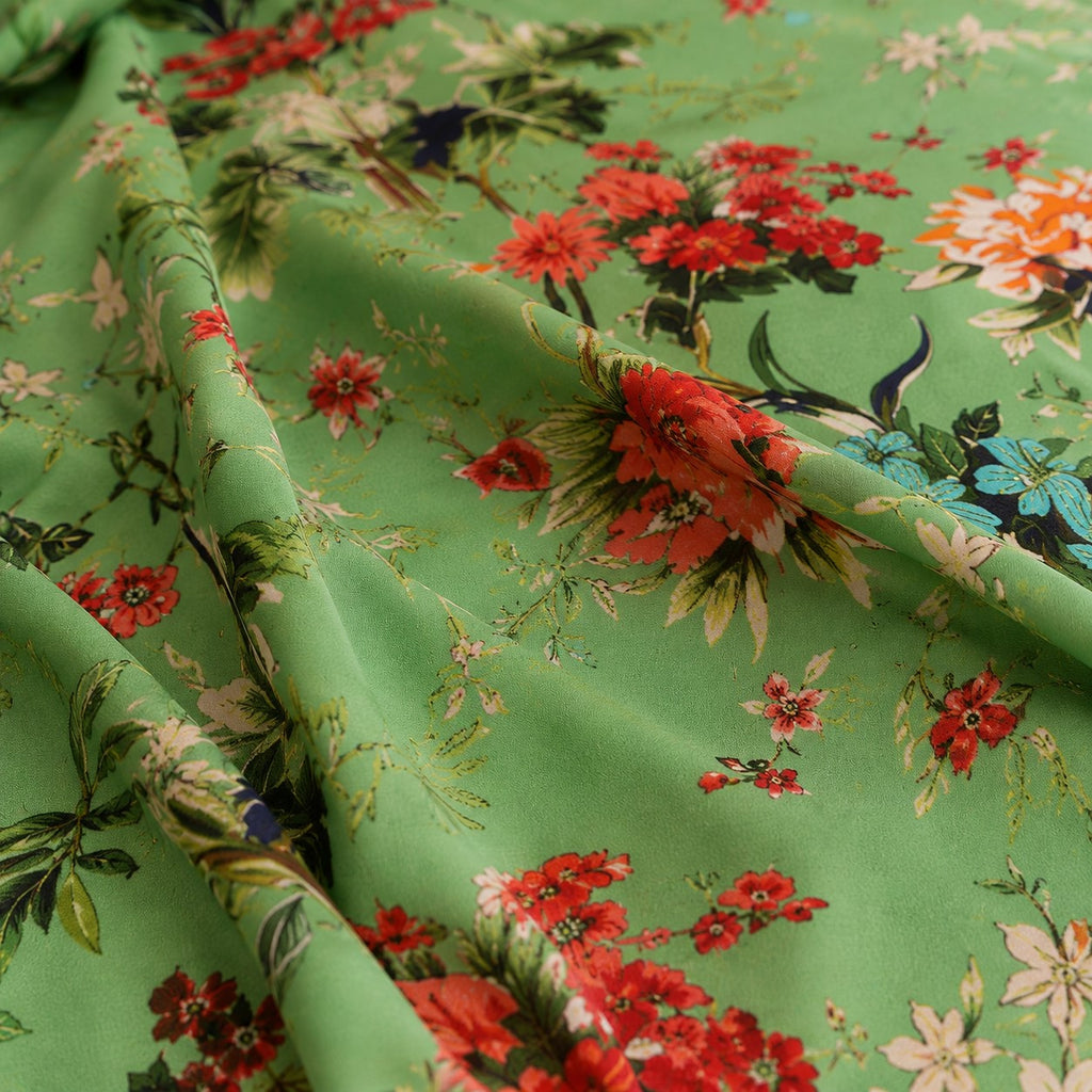 Pistachio Green Tropical Floral Bouquet Pure Cotton King Size Bedsheet