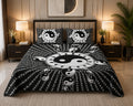 MVB Black Border Black Base Doordarshan Print Cotton Double Bedsheet with matching pillow covers