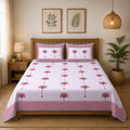 Double Bedsheet Sweet Pink Palm Polka Fine Cotton - MVB YUGVIGYANA