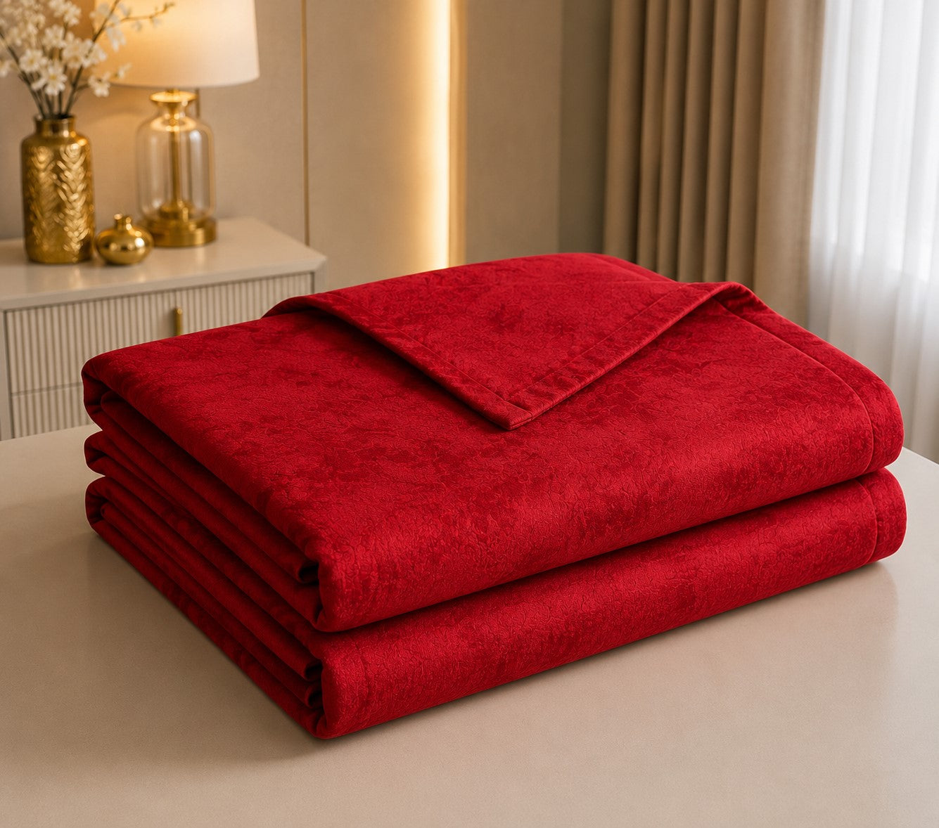 MVB Wine Red Super Soft Velvet Double Bedsheet with Matching Pillow Covers | MVBBSW008