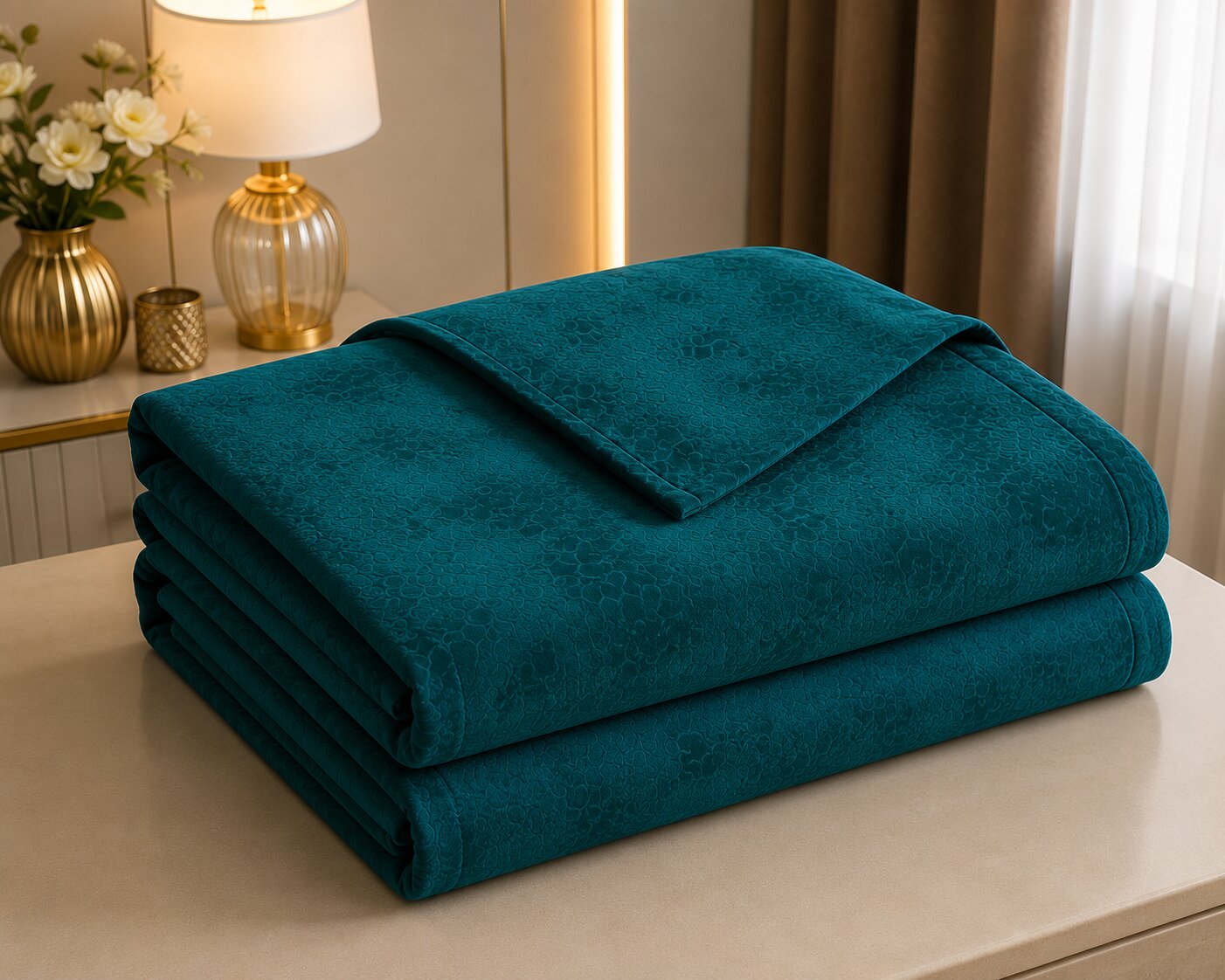 MVB Elegant Teal Super Soft Velvet Double Bedsheet with Matching Pillow Covers | MVBBSW009