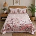 Mayur Mahal Peacock Print Double Bedsheet Set – Gulabi Rose | 100% Cotton | 180 TC | With 2 Pillow Covers