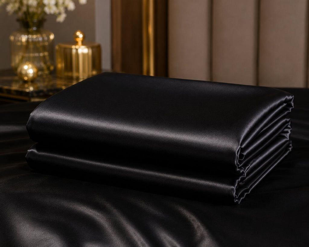 Midnight Darbar UltraSatin Silk Double Flat Bedsheet Set – Silky Smooth Luxury
