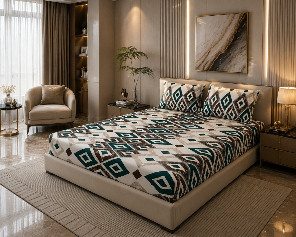 MVB Modern Diamond Mosaic Super Soft Velvet Double Bedsheet
