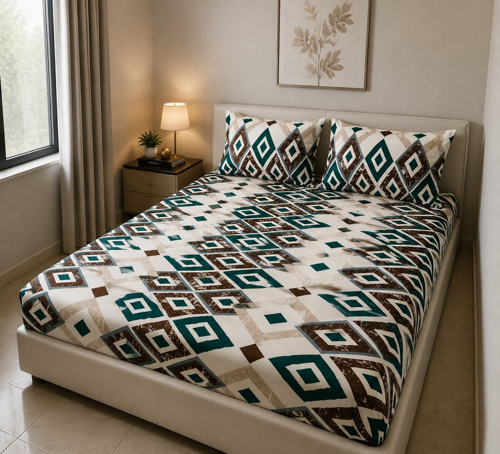 MVB Modern Diamond Mosaic Super Soft Velvet Double Bedsheet