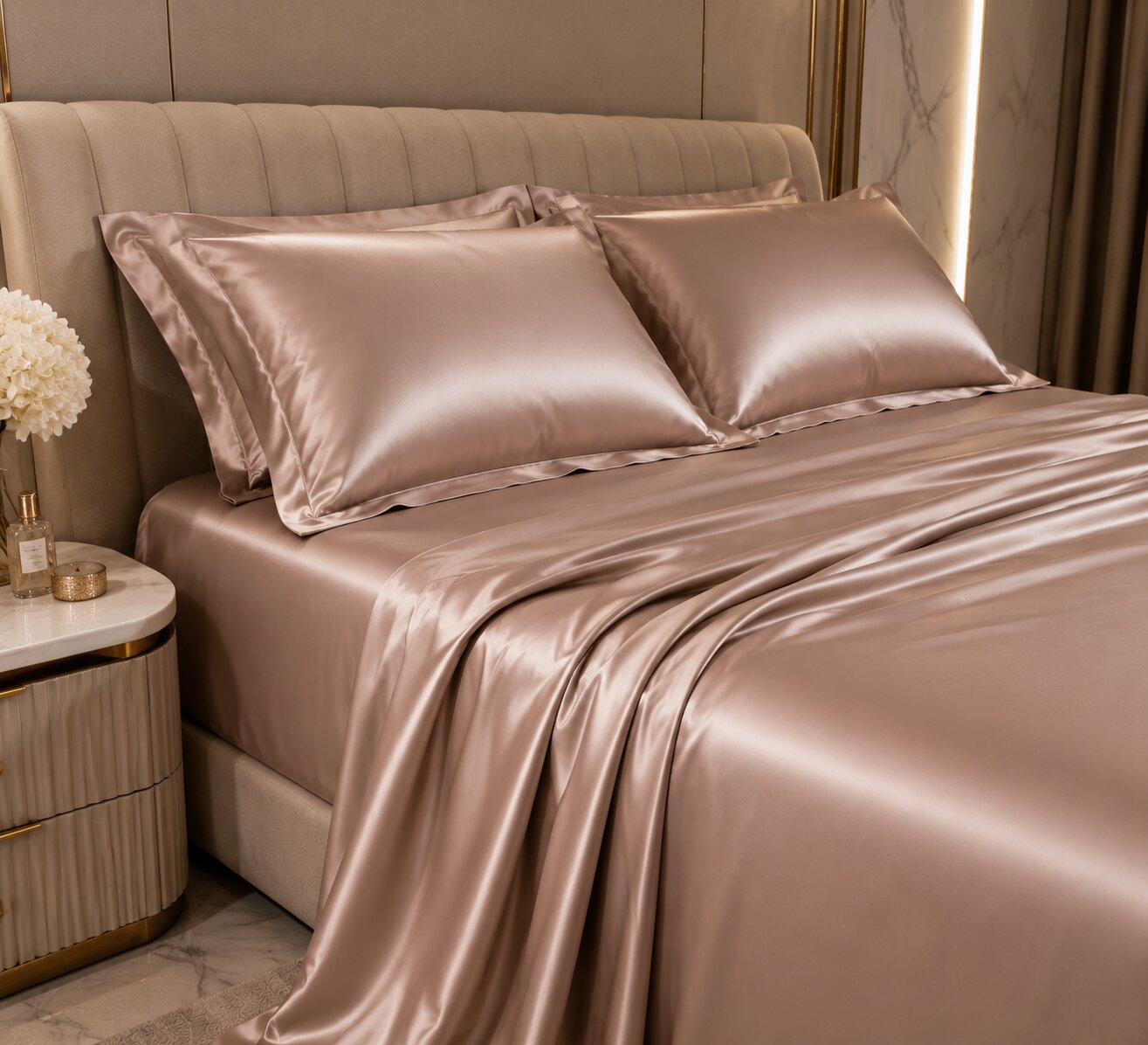 MVB Golden Hour UltraSatin Silky Smooth Flat Double Bedsheet Set