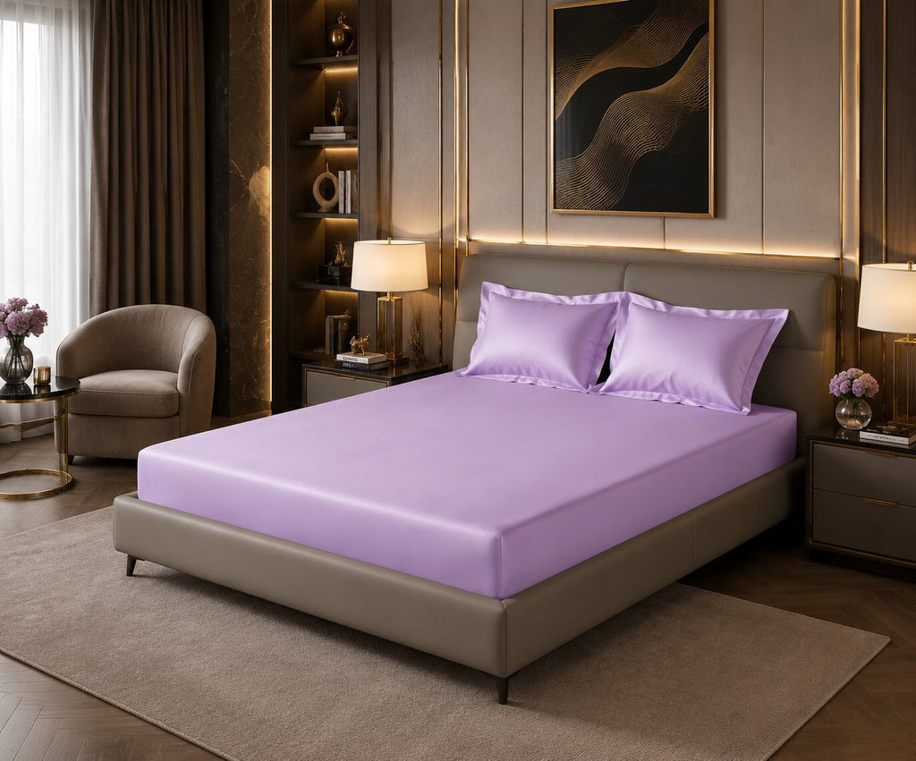 MVB Lavender Love Story Fitted Bedsheet Set | Dreamy Purple | UltraSatin Double