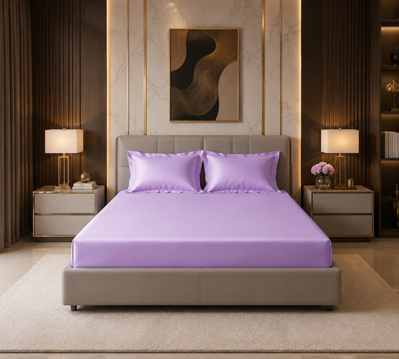 MVB Lavender Love Story Fitted Bedsheet Set - Dreamy Purple Double