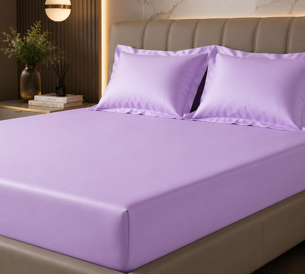 MVB Lavender Love Story Fitted Bedsheet Set | Dreamy Purple | UltraSatin Double
