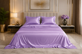 Lavender Love Story Satin Flat Bedsheet Set - Double Bed
