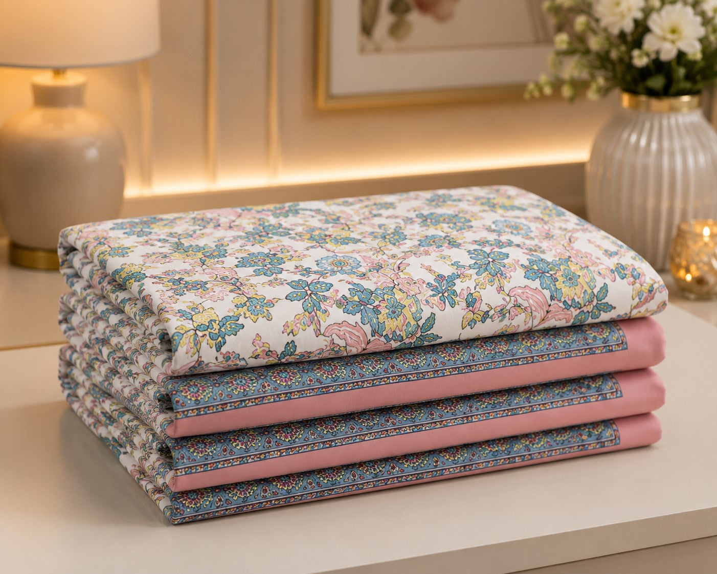 Fantastic Flowers Colorful Double Bedsheet | 100% Pure Cotton | 240 TC | Floral Print
