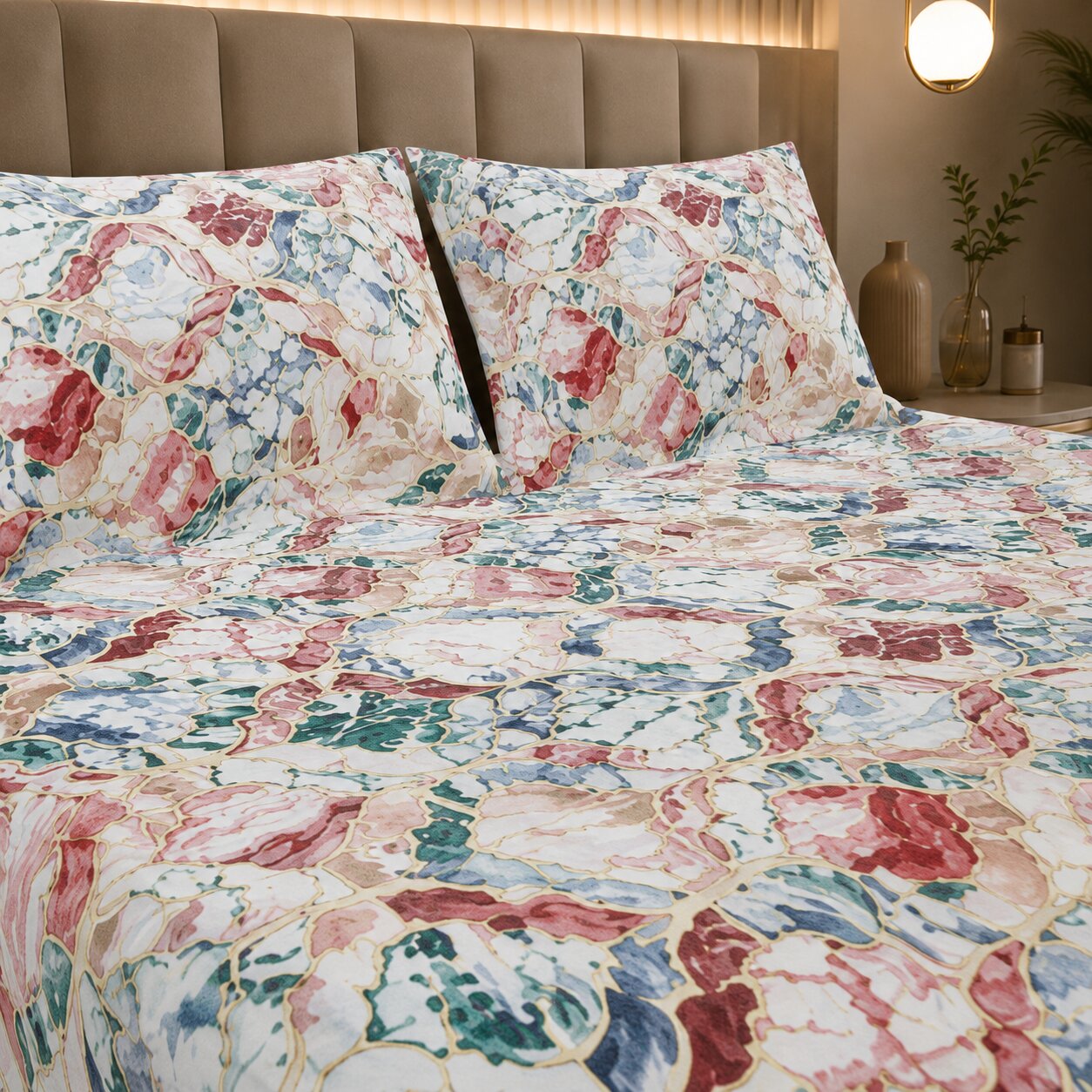Emerald Diamond Weave Double Bedsheet | 160 TC Poly Cotton | 2 Pillow Covers