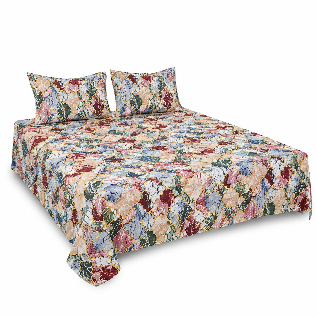 Emerald Diamond Weave Double Bedsheet | 160 TC Poly Cotton | 2 Pillow Covers