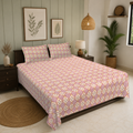 Mauve Floral Arch Ornament Double Bedsheet | Ethnic Tile Print