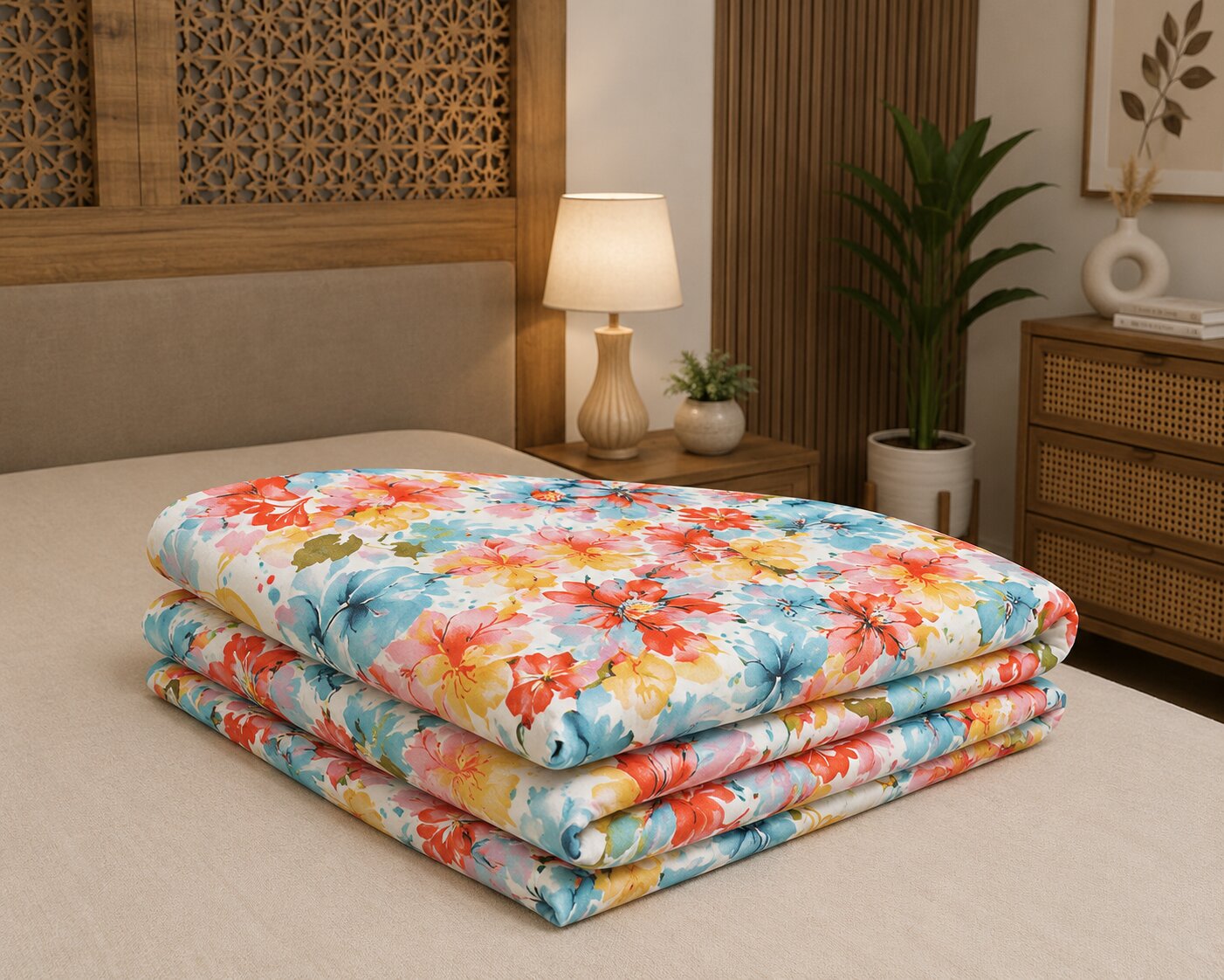 Exotic Island Flare Double Bedsheet with Pillow