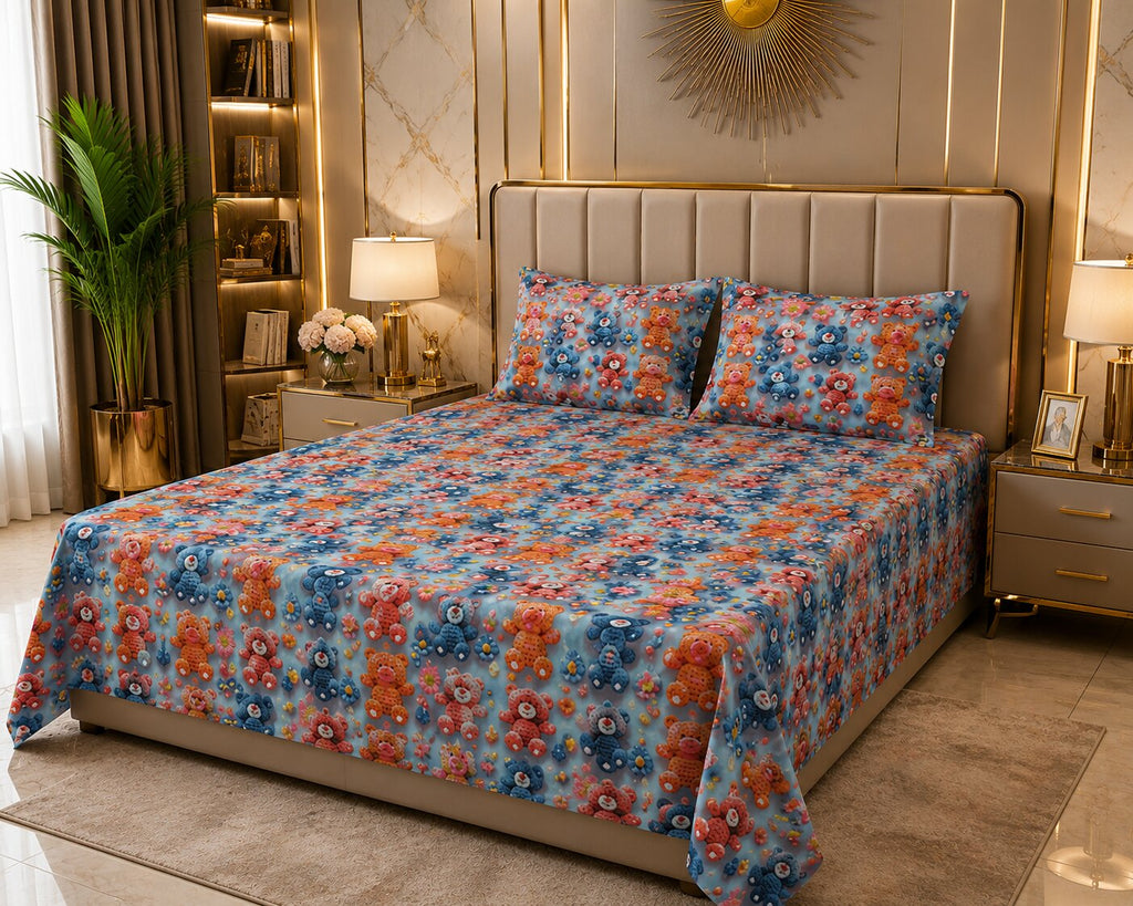 Soft Meadow Teddy Double Bedsheet