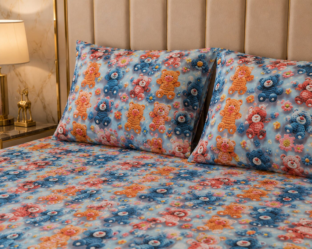 Soft Meadow Teddy Double Bedsheet