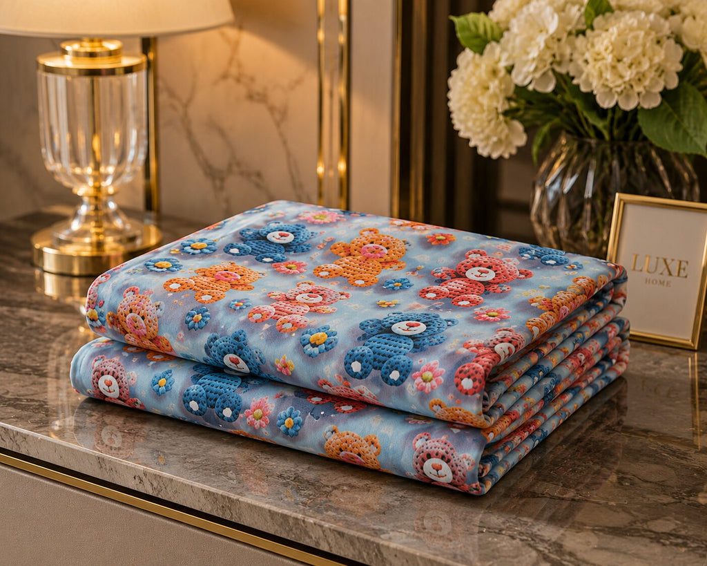 Soft Meadow Teddy Double Bedsheet