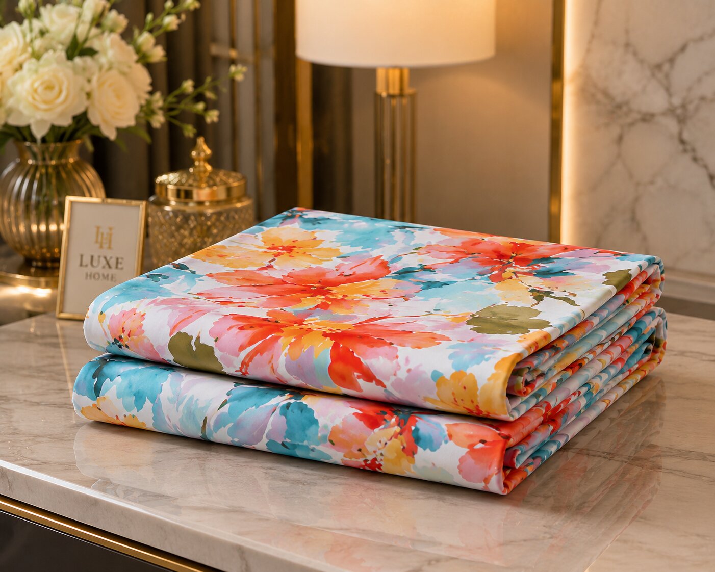 Exotic Island Flare Double Bedsheet with Pillow
