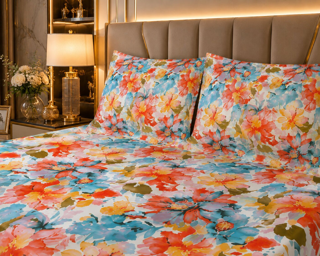 Exotic Island Flare Double Bedsheet with Pillow