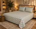 Azure Floral Grid Double Bedsheet