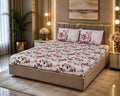 Vintage Carolina Red King Size Bedsheet With 2 Pillow Covers