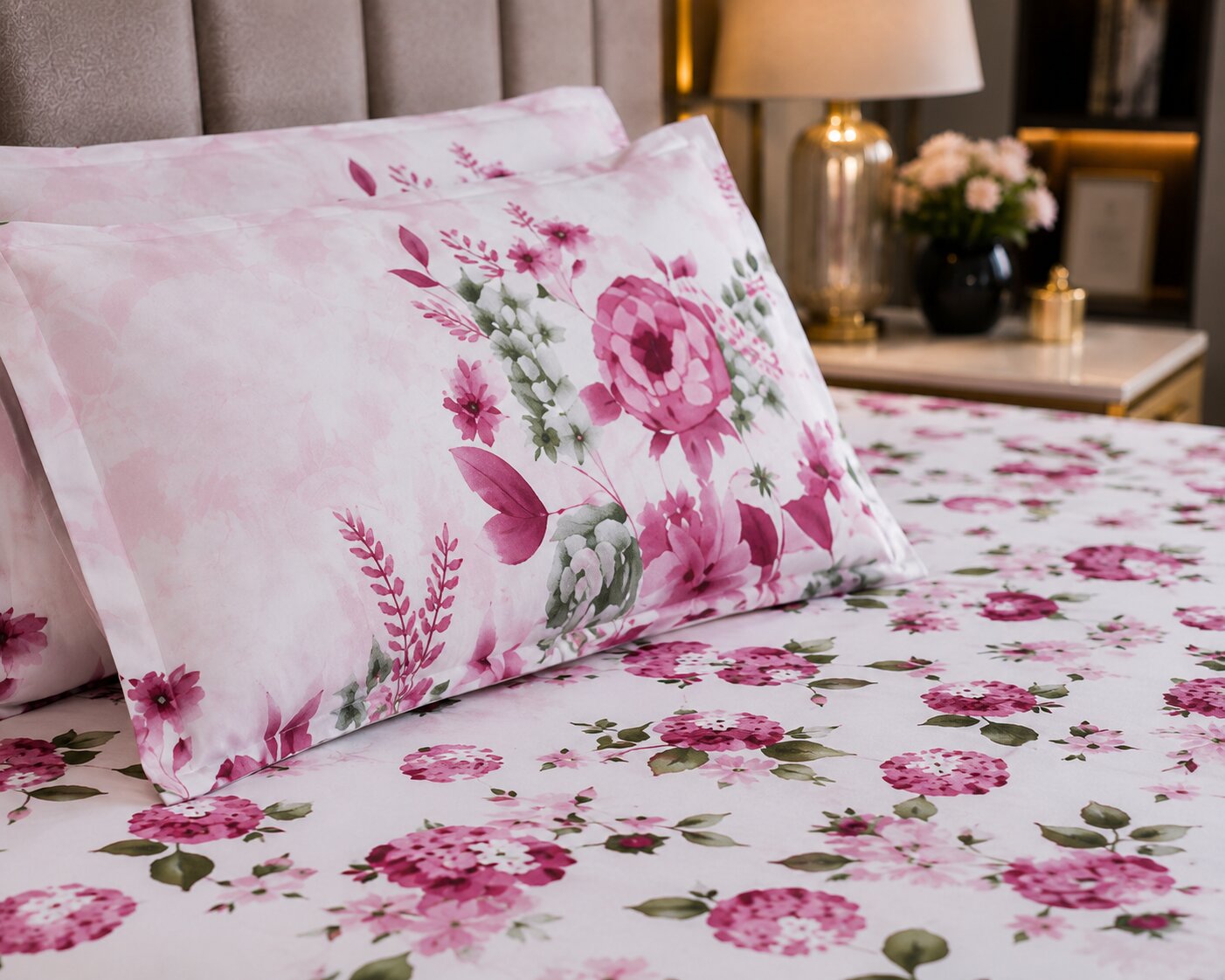 Vintage Carolina Red King Size Bedsheet With 2 Pillow Covers