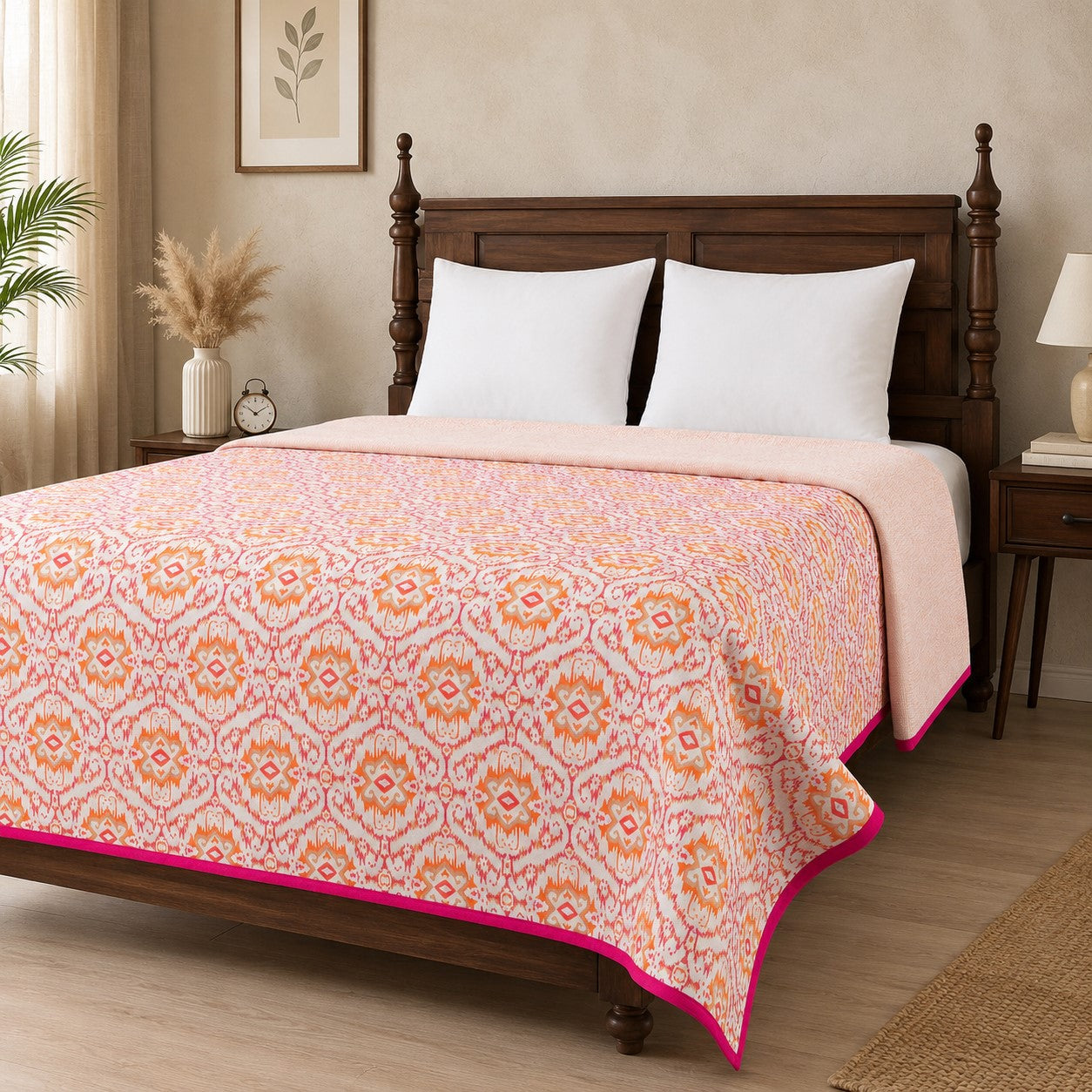 The Illusion Pinkish Double Bed Dohar Blanket