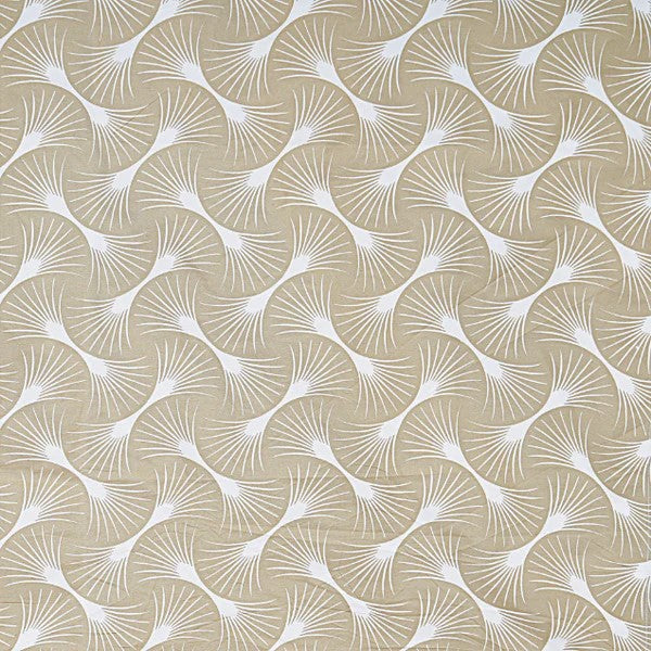 Ivory Fan Leaf Symmetry Double Bedsheet | Elegant Beige Botanical Print
