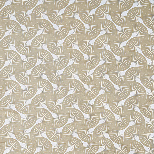 Ivory Fan Leaf Symmetry Double Bedsheet | Elegant Beige Botanical Print