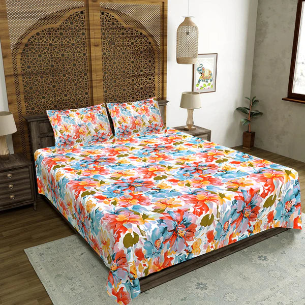 Exotic Island Flare Double Bedsheet with Pillow