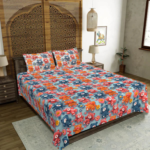 Soft Meadow Teddy Double Bedsheet