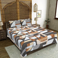 MVB Amber Fragment Theory Double Bedsheet | Geometric Print | 160TC Poly Cotton | With 2 Pillow Covers